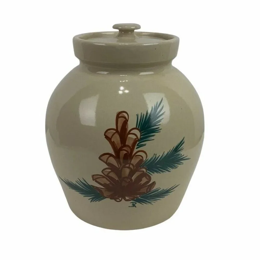 Paul Storie Pottery Large Pinecone Canister‎ w/ Lid Marshall TX Glazed Rustic